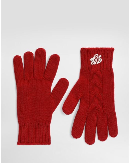 Dolce & Gabbana Red Knit Gloves
