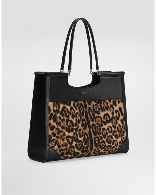 Dolce & Gabbana Black Sicily Large Shopping Bag With Embroidery
