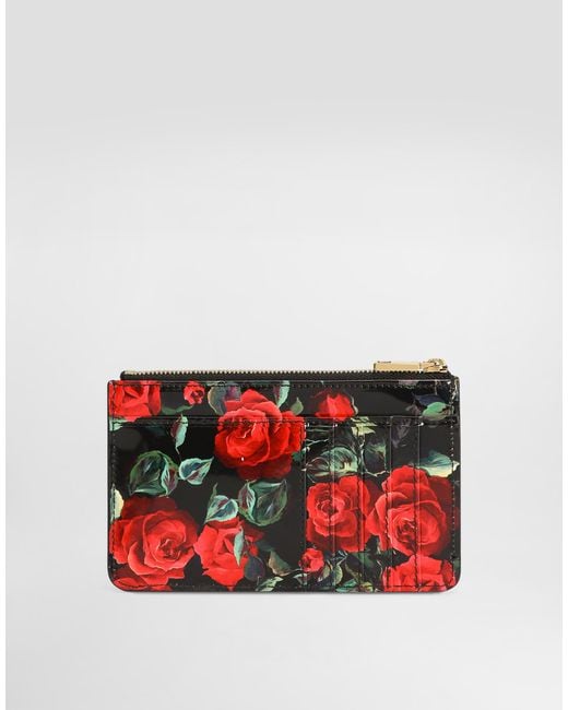 Dolce & Gabbana Red Wallet With Dauphine Rose Print