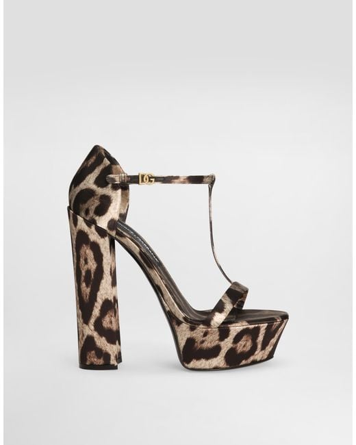 Dolce & Gabbana White Printed Satin Sandals