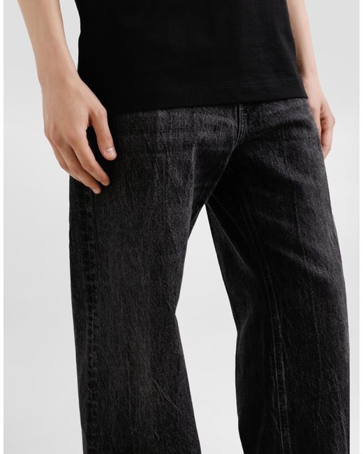 メンズ Dolce & Gabbana ロゴエンブロイダリー オーバーサイズ コットン ジーンズ Black