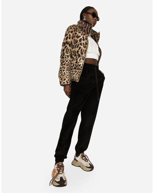 Dolce & Gabbana Brown Padded Leopard-Print Nylon Jacket