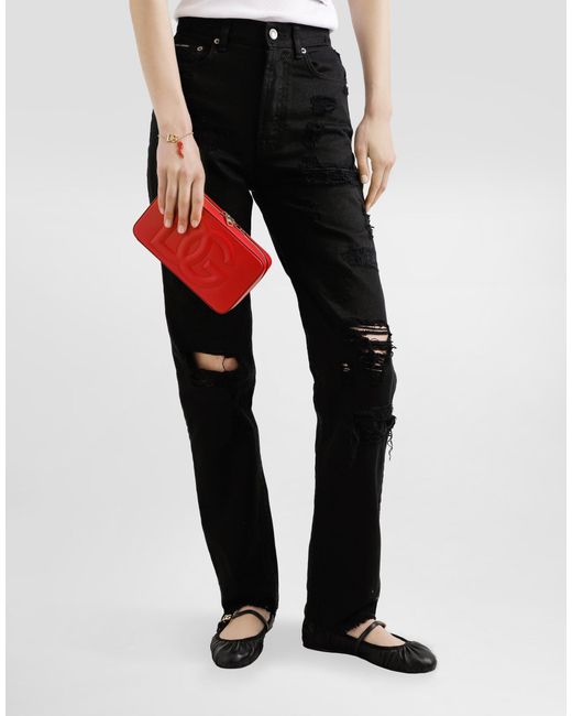 Dolce & Gabbana Red Kleine Camera Bag Dg Logo Bag Aus Kalbsleder