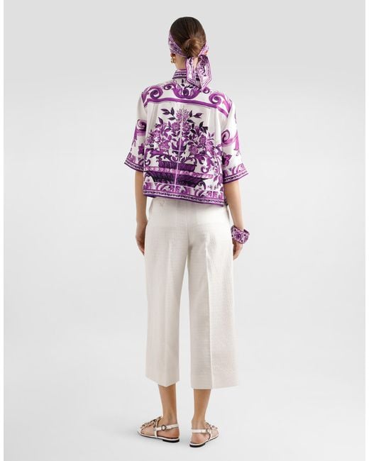 Dolce & Gabbana Majolica-Print Silk Shirt Pink