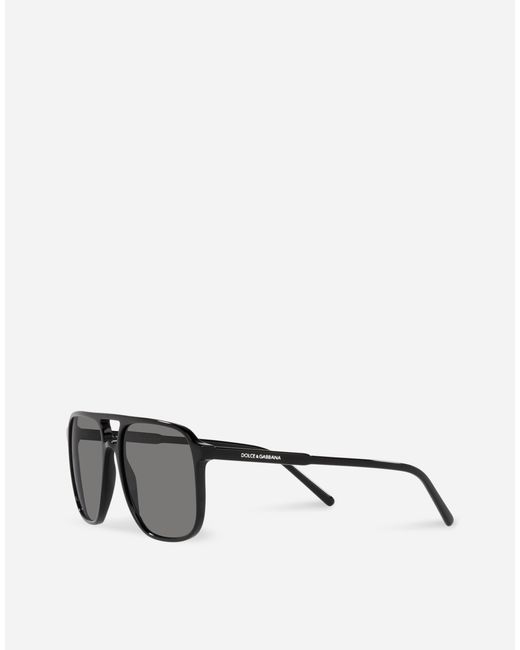 Dolce & Gabbana Gray Acetate Aviator Sunglasses for men