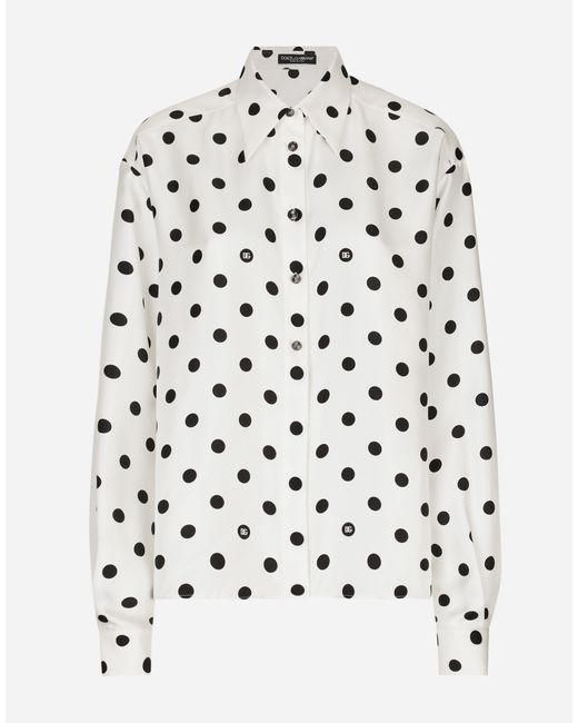 Dolce & Gabbana ドットプリント シルクツイル シャツ White