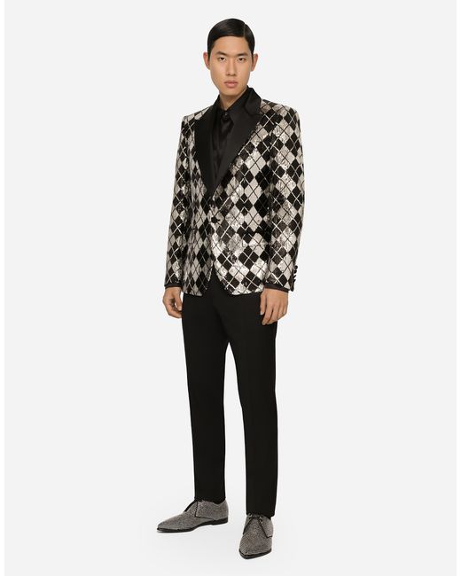 メンズ Dolce & Gabbana ブレザー シチリアフィット スパンコール Black