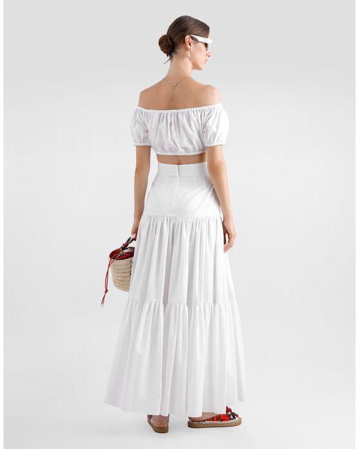 Dolce & Gabbana White Cotton Bardot-Neck Top