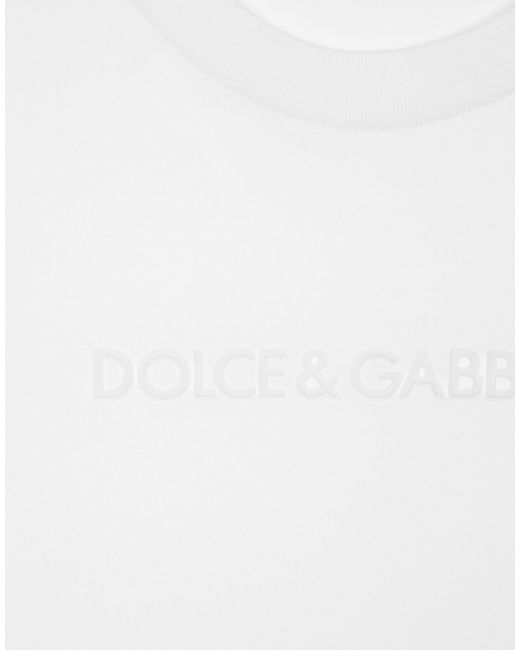 Dolce & Gabbana White Jersey T-Shirt With Flocked Detail