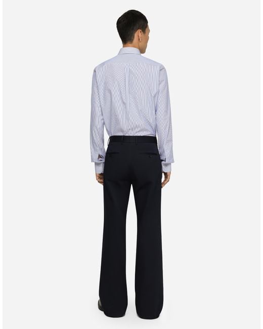 Dolce & Gabbana White Striped Cotton Martini-Fit Shirt for men
