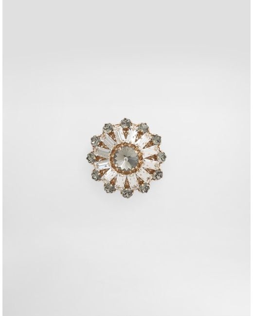 Dolce & Gabbana White Brooch With Rhinestones for men