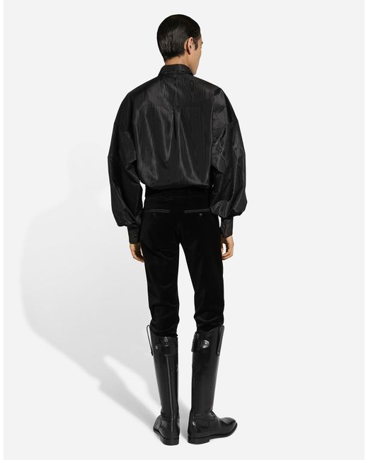 Dolce & Gabbana Black Oversize Silk Satin Kent Collar Shirt for men