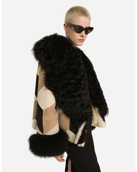 Dolce & Gabbana ショートジャケット ムートン パッチワーク Black