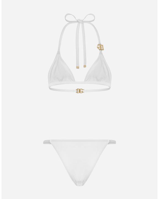 Dolce & Gabbana White Logo-plaque Bikini Set