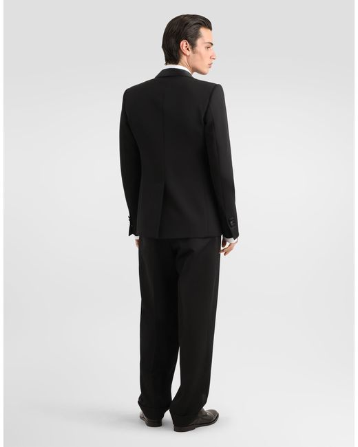 Dolce & Gabbana Black Wool Gabardine Trousers for men