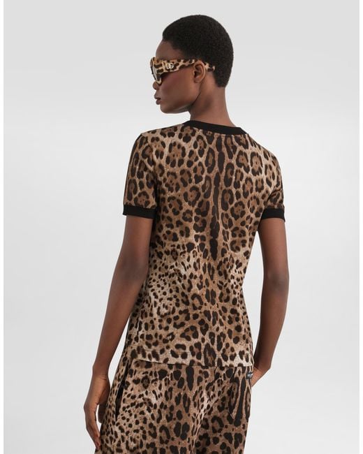 Dolce & Gabbana Multicolor Leo- Jersey T-Shirt