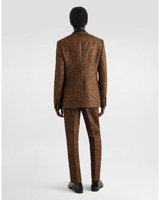Dolce & Gabbana Brown Single-Breasted Brocade Vest for men