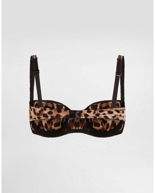 Dolce & Gabbana Multicolor Balconette-Bh Aus Satin Leoprint Mit Spitze
