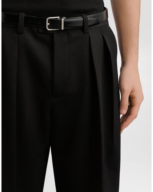 Dolce & Gabbana Wool Gabardine Trousers in Black für Herren