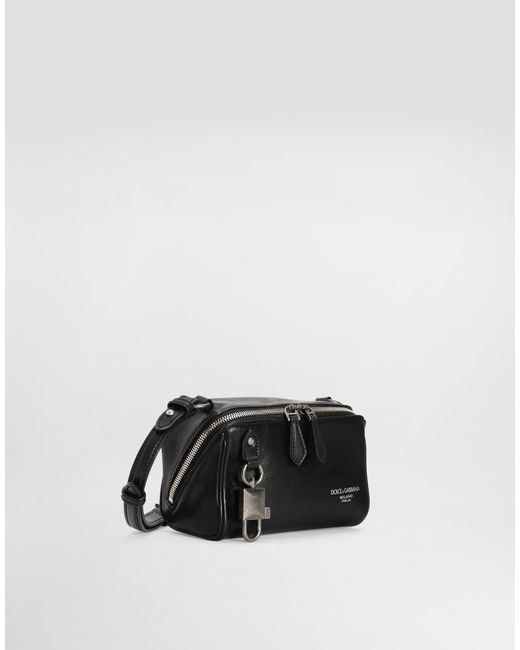 Dolce & Gabbana Black Lock Tempesta Calfskin Crossbody Bag for men