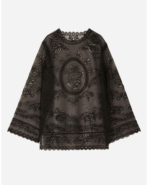 Dolce & Gabbana Black Crinoline A-Line Dress With Inlay Embellishment