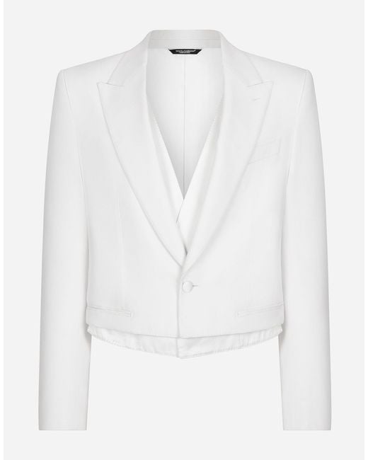 Dolce & Gabbana White Single-Breasted Sicilia-Fit Jacket With Faux Vest for men