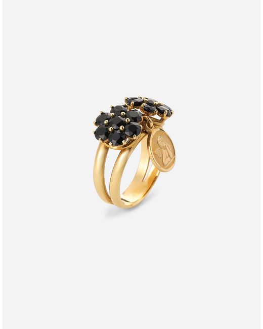 Bague Sicily En Jaune 18 Carats Et Saphirs Noirs Dolce & Gabbana en coloris White