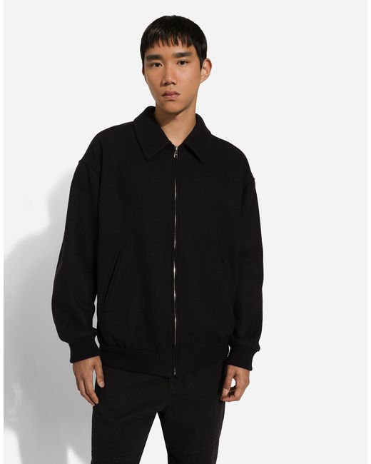 Dolce & Gabbana Black Wool-Blend Bomber Jacket for men