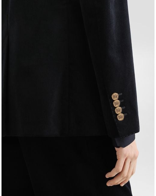 Dolce & Gabbana Black Portofino Double-Breasted Velvet Jacket for men