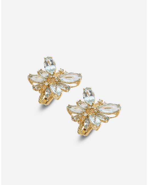 Dolce & Gabbana スプリング イヤリング 18Kイエローゴールド アクアマリンバタフライ White