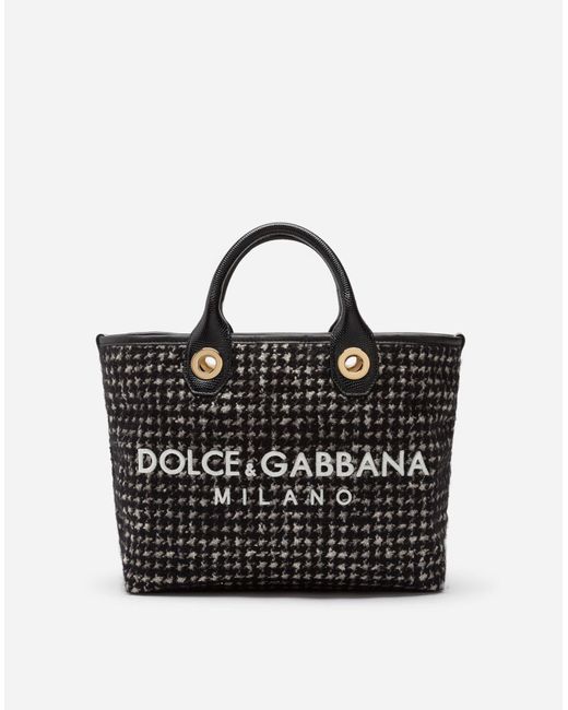 Dolce & Gabbana Shopper Capri aus schwarzem Tweed in Schwarz | Lyst AT