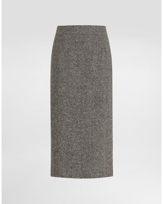 Dolce & Gabbana Gray Dotted Wool Skirt