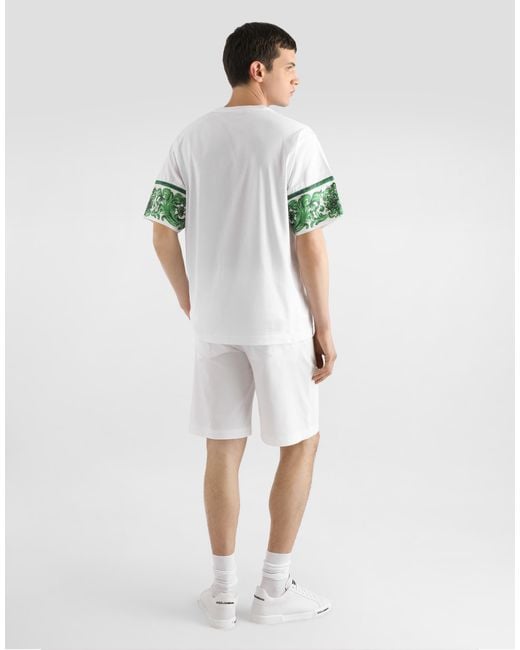 Dolce & Gabbana White Stretch Cotton Shorts With Branded Tag for men