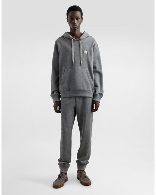 Sudadera De Algodón Con Capucha Y Placa Dolce & Gabbana de hombre de color Gray
