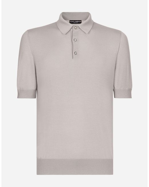 Dolce & Gabbana Poloshirt Aus Kaschmir Und Seide in Gray für Herren
