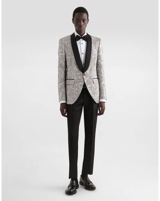 Dolce & Gabbana White Cotton Poplin Tuxedo Shirt for men