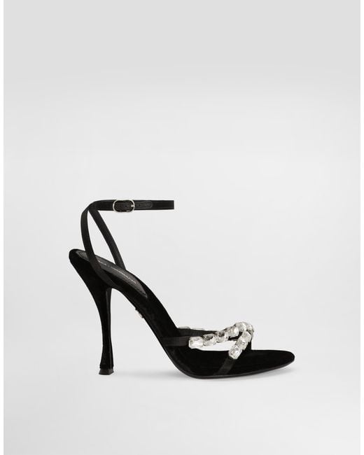 Dolce & Gabbana White Satin Sandals With Gemstone Embellishment