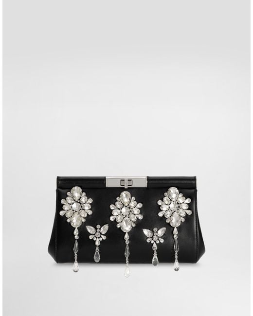 Dolce & Gabbana Black Crystal Embroidered Marlene Handbag