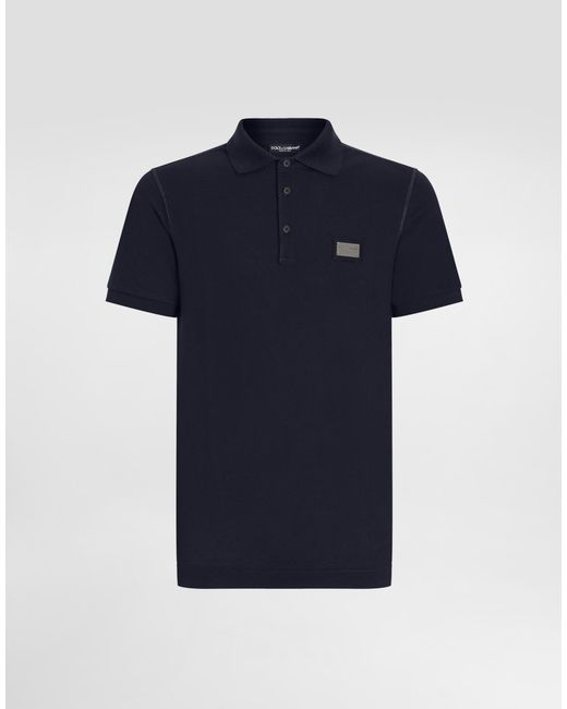 Dolce & Gabbana Blue Classic Cotton Polo Shirt With Front Buttons for men