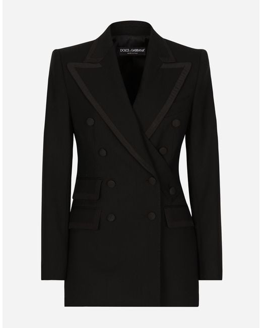 DOLCE＆GABBANAターリントンダブルブレストベルベットジャケット ブラックのウィメンズ Double-breasted velvet Turlington