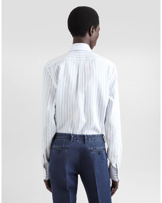 Dolce & Gabbana White Striped Cotton Shirt for men