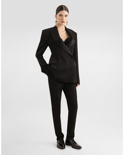 Dolce & Gabbana Black Tailored Woolen Tuxedo Pants