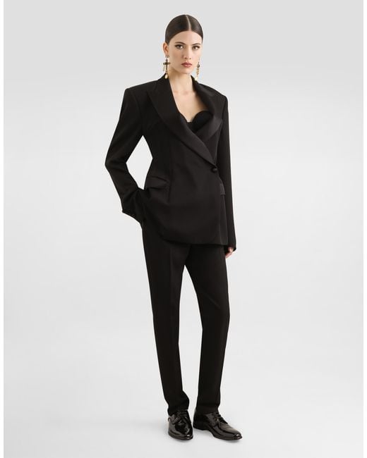 Dolce & Gabbana Black Tailored Woolen Tuxedo Pants