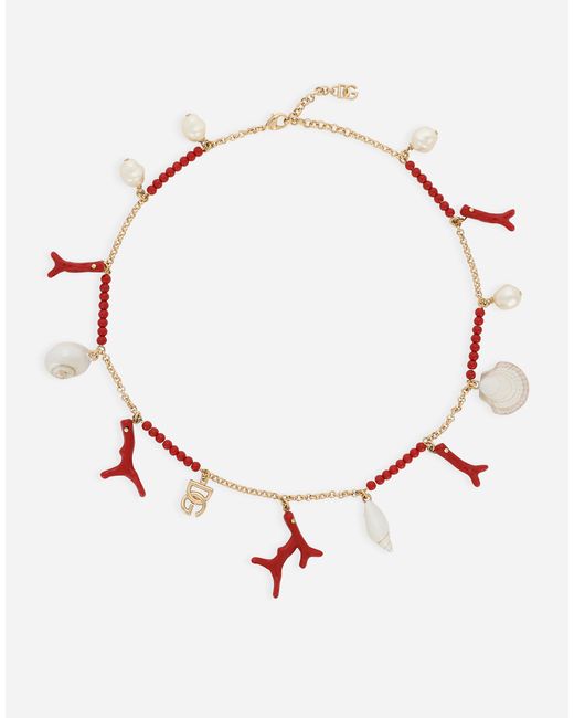 Dolce & Gabbana Dgロゴ・シェル・コーラルチャーム ネックレス Natural