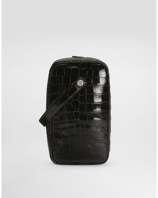 Dolce & Gabbana Black Lock Polished Alligator Handbag for men