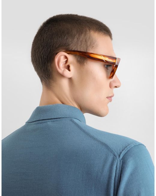 Dolce & Gabbana Blue Cashmere Polo Shirt for men