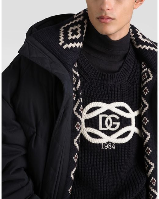 Dolce & Gabbana Black Quilted Cotton Padded Jacket for men