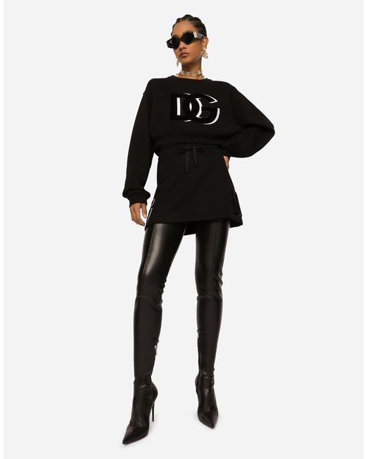 Dolce & Gabbana ミニスカート ジャージー ロゴパッチ Black