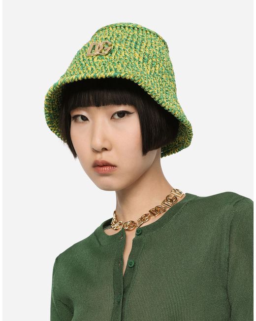 Cappello pescatore in crochet con logo DGDolce & Gabbana in Cotone di  colore Verde | Lyst
