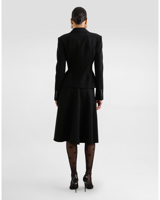 Dolce & Gabbana Black Wool Midi Skirt